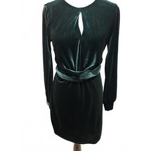 GPD Green Velvet Dress Keyhole Twist Front Anthropologie Party Evening Fun Mini